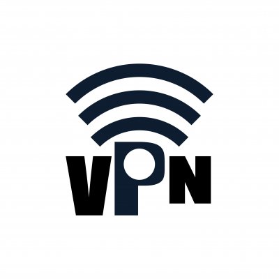 VPN in thick block letters with WIFI signal coming out the top.