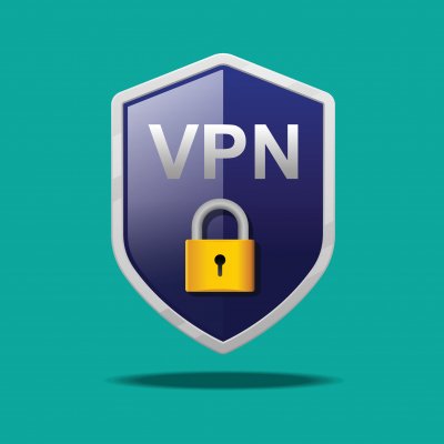 Shield with VPN protection and lock.