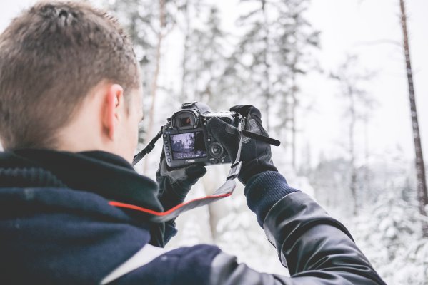 man taking photo, camera, photo book, mixbook