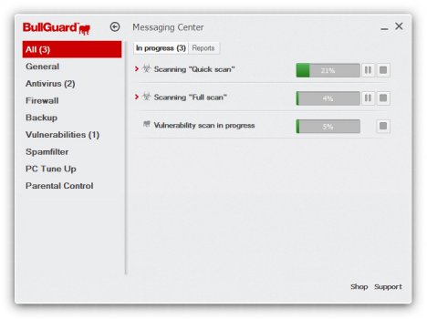 bullguard antivirus anti malware messaging center window